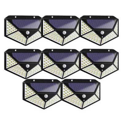 Set 8 Lampi Solare 100 LED, Senzor de Lumina si de Miscare, Buton de ON/OFF si de Setare a Intensitatii Luminii, Incarcare Solara, Indicator Protectie foto