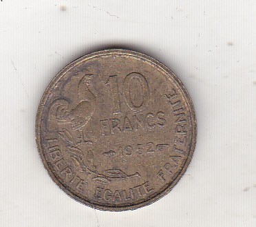 bnk mnd Franta 10 franci 1952 foto