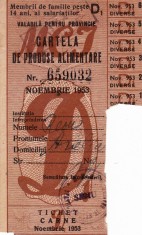 TICHET CARTELA PRODUSE ALIMENTARE 1953,CARNE DIVERSE PENTRU MEMBRII DE FAMILIE