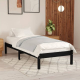 Cadru de pat, negru, 90x200 cm, lemn masiv de pin, vidaXL