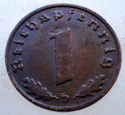 2.590 GERMANIA WWII 1 REICHSPFENNIG 1939 D foto
