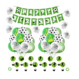 Set 35 piese banner si accesorii pentru petrecere aniversara Smileh, latex, hartie, tematica fotbal, multicolor
