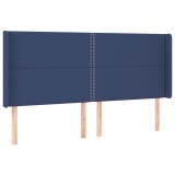 Cumpara ieftin Tablie de pat cu aripioare, albastru, 203x16x118/128 cm, textil