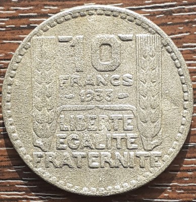 (M2585) MONEDA FRANTA - 10 FRANCS 1933, FALS DE EPOCA (NU ESTE DIN ARGINT) foto