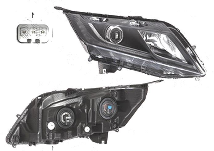 Far Honda Odyssey (Rl5), 06.2010-, fata, Dreapta, 2018-, cu LED daytime running light; Tip= USA; H11+HB3; manual; omologare: SAE;