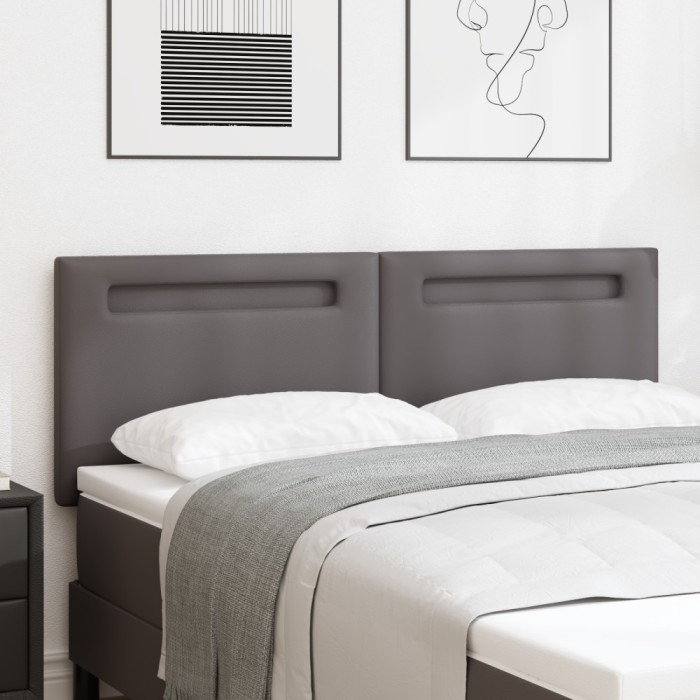 vidaXL Tăblie de pat design simplu gri 140 cm piele ecologică
