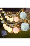 Lumini de z&acirc;ne solare pentru exterior, rezistente la intemperii, 6 m, lumini de z&acirc;ne solare pentru exterior, alb cald, cu 16 bile de bumbac, lumini de
