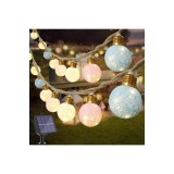 Lumini de z&acirc;ne solare pentru exterior, rezistente la intemperii, 6 m, lumini de z&acirc;ne solare pentru exterior, alb cald, cu 16 bile de bumbac, lumini de