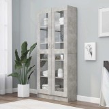 VidaXL Dulap cu vitrină, gri beton, 82,5x30,5x185,5 cm, lemn prelucrat