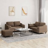 vidaXL Set de canapele cu perne, 3 piese, maro, textil