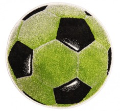 Covor Rotund Camera Copii Model Minge Fotbal 11198-130, Marime 67 x 67 cm, Verde, Inaltime Fir 9 mm, Antialergic, Polipropilena, Gradinita, Cresa, Loc
