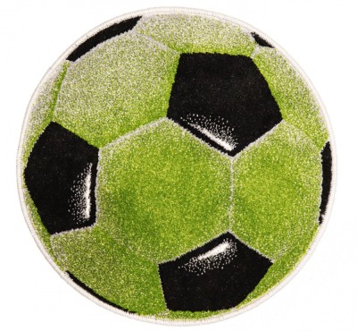 Covor Rotund Camera Copii Model Minge Fotbal 11198-130, Marime 67 x 67 cm, Verde, Inaltime Fir 9 mm, Antialergic, Polipropilena, Gradinita, Cresa, Loc foto