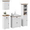 VidaXL Set de mobilier de baie 4 piese lemn masiv de pin alb și maro 3307651