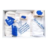 Trusou Botez, 7 Piese, cu Broderie &quot;Azi m-am crestinat&quot;, Albastru - TB174