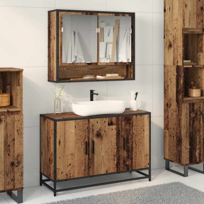 vidaXL Dulap pentru Chiuveta de Baie cu ușă Lemn vechi 90 x 33 x 60 cm 883617 foto