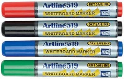 Marker Pentru Tabla De Scris Artline 519 - Dry Safe Ink, Varf Tesit 2.0-5.0mm, 4 Culori/set foto