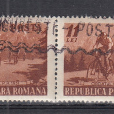 ROMANIA 1951 LP 281 CIRCUITUL CICLIST PERECHE STAMPILAT