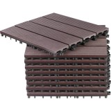 Podea de gradina din plastic, set 9 buc, 31x31 cm, maro inchis, Strend Pro