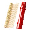 Set complet Sushi Rolls 2, EMESZON&reg; Aparat manual de rulat Sushi cu rola bambus pentru pasionatii de bucataria Asiatica, rosu