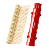 Cumpara ieftin Set complet Sushi Rolls 2, EMESZON&reg; Aparat manual de rulat Sushi cu rola bambus pentru pasionatii de bucataria Asiatica, rosu