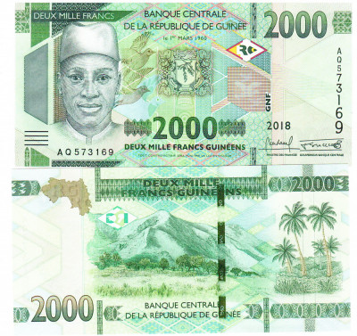Guineea 2 000 Francs 2018 P-48Aa UNC foto