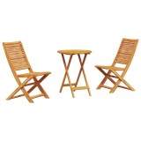 Set Bistro Pliabil 3 buc. Maro Lemn Solid de Acacia