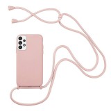 Husa compatibila cu samsung galaxy a33, strap, cu snur prindere gat regrabil, camera protect, antishock, nude pink