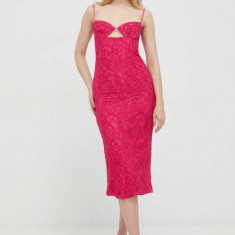 Bardot rochie culoarea roz, midi, drept