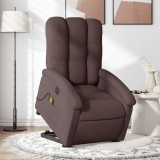 vidaXL Fotoliu electric masaj rabatabil cu ridicare maro &icirc;nchis textil