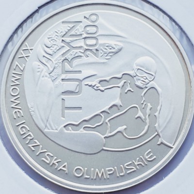618 Polonia 10 zlote 2006 Olympic Winter Games - Turin 2006 km 555 UNC argint foto