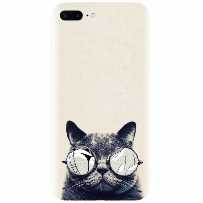 Husa silicon pentru Apple Iphone 8 Plus, Cool Cat Glasses