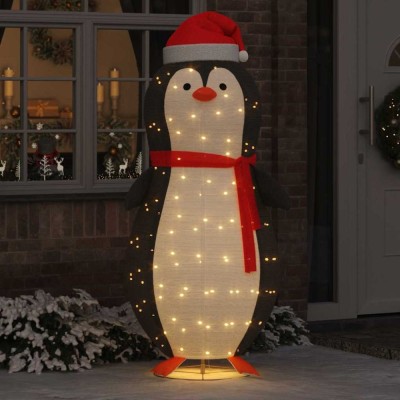 vidaXL Figură de pinguin de zăpadă Alb cald 78 x 88 x 180 cm țesătură 42018966 foto