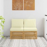 vidaXL 2 Bucată Canapea Medie pentru Exterior Lemn Solid de Acacia Alb 901499