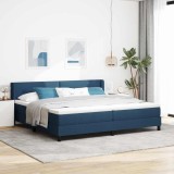 Cumpara ieftin Pat cu arcuri cu headboard albastru 200 x 200 cm tesatura