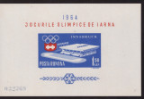 Ro-0132-Romania 1964-J.O.INSBRUCK 1964-colita 55 nedantelata in stare lux,MNH, Nestampilat