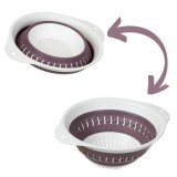 Strecurătoare Pliabilă Plastic, Alb Mov, 24x10cm, cu maner, Oem