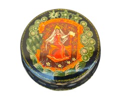 CASETĂ VINTAGE DIN METAL DECORAT MANUAL, MODEL RUSESC