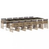 Set mobilier gradina cu perne, 13 piese, bej combinat poliratan
