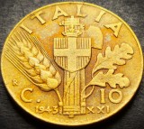 Cumpara ieftin Moneda istorica 10 CENTESIMI - ITALIA FASCISTA, anul 1943 *cod 3500 B, Europa