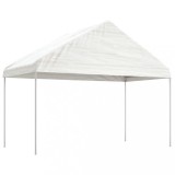 Foișor Gradina vidaXL Alb 4.08x2.23x3.22m Polietilenă, Cadru Fier, Protectie Soare/Ploaie, Pavilion Exterior Evenimente