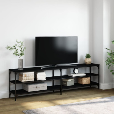 Comoda TV, negru, 180x30x50 cm, lemn prelucrat si metal GartenMobel Dekor foto