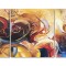 Tablou abstract din 3 piese GIGANT, Cosmic, 160x90cm ulei pe panza, gata de expus pe perete