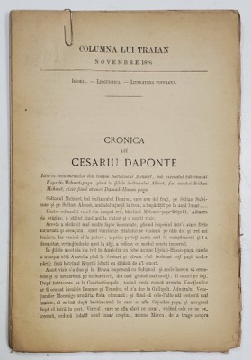 COLUMNA LUI TRAIAN , REVISTA MENSUALA PENTRU ISTORIA , LINGUISTICA SI PSICOLOGIA POPORANA , SUB DIRECTIUNEA D - LUI B.P. HASDEU , NOVEMBRE , 1876 foto