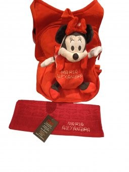 Ghiozdan plus Minnie personalizat si prosop gradinita personalizat