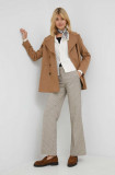 Cumpara ieftin United Colors of Benetton pantaloni femei, culoarea bej, lat, high waist