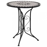 vidaXL Masă de bistro mozaic, gri, 60 cm, ceramică