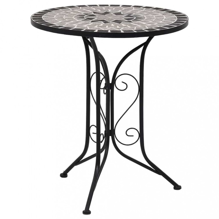vidaXL Masă de bistro mozaic, gri, 60 cm, ceramică