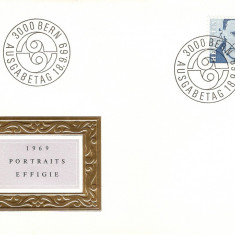 PORTRAITS EFFIGIE ELVETIA 1969 FDC COVER POZA IN RELIEF