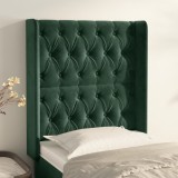 Cumpara ieftin Tăblie pat cu aripioare verde &icirc;nchis 83x16x118/128 cm catifea
