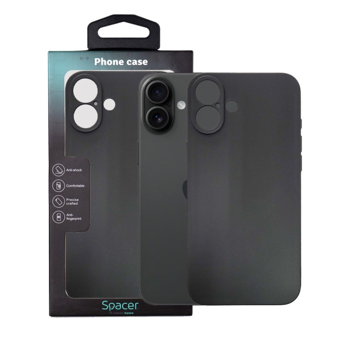 Husa Iphone 16 Plus Spacer, grosime 1.5mm, material flexibil TPU, negru &quot;SPPC-AP-IP16PL-TPU&quot;